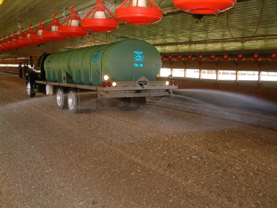 Poultry litter on field