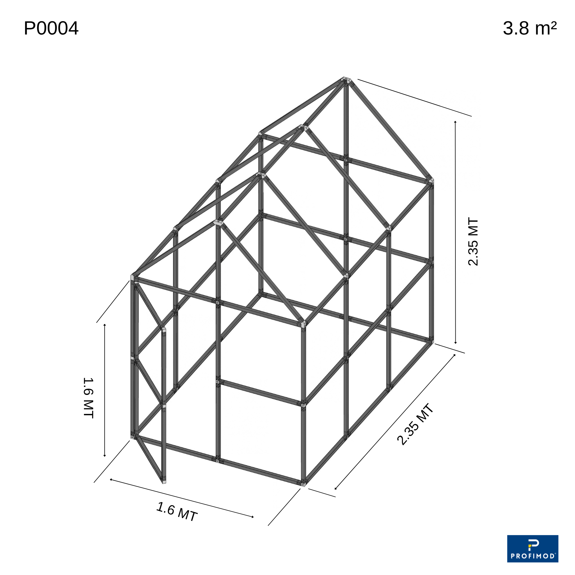 Profimod® Galvaniz Profil 3.8m² Modüler Sera/Kümes İskeleti