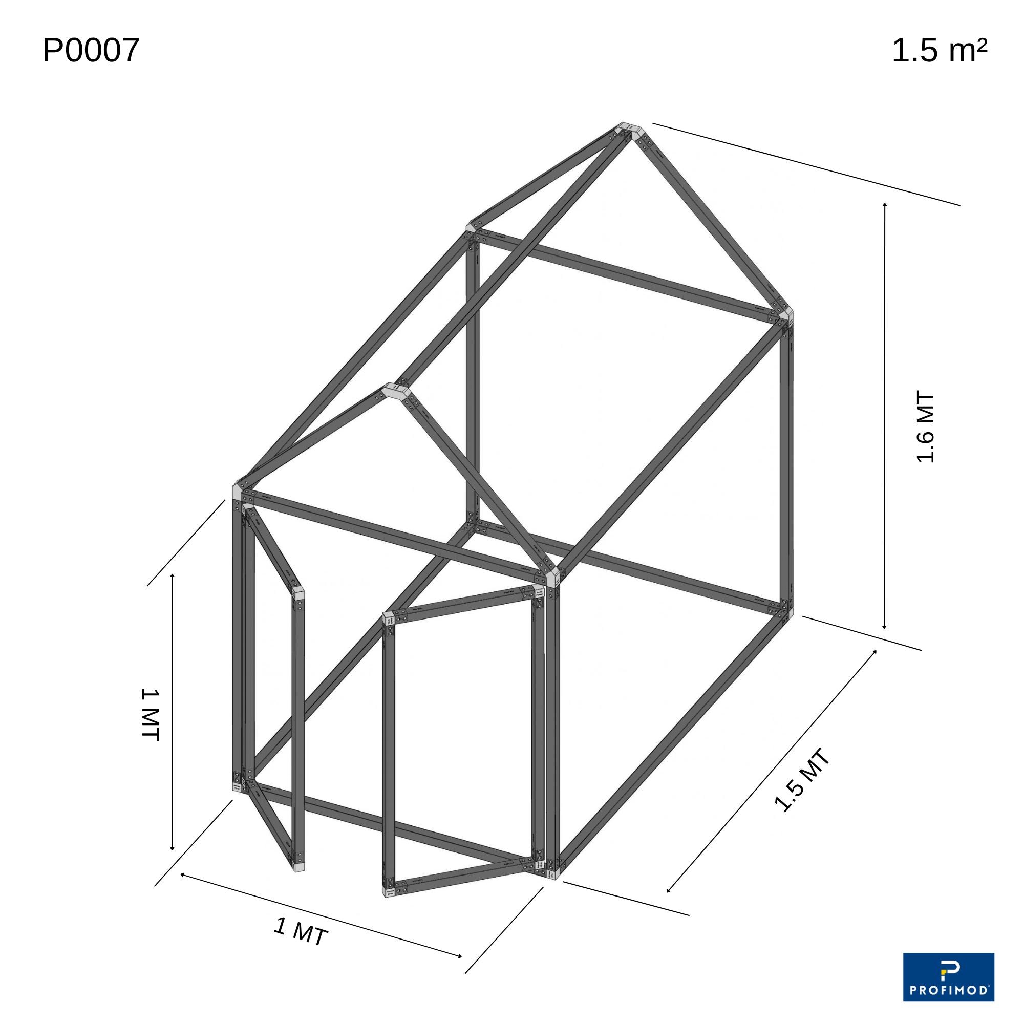 Profimod® Galvaniz Profil 1.5 m² Modüler Mini Kümes İskeleti