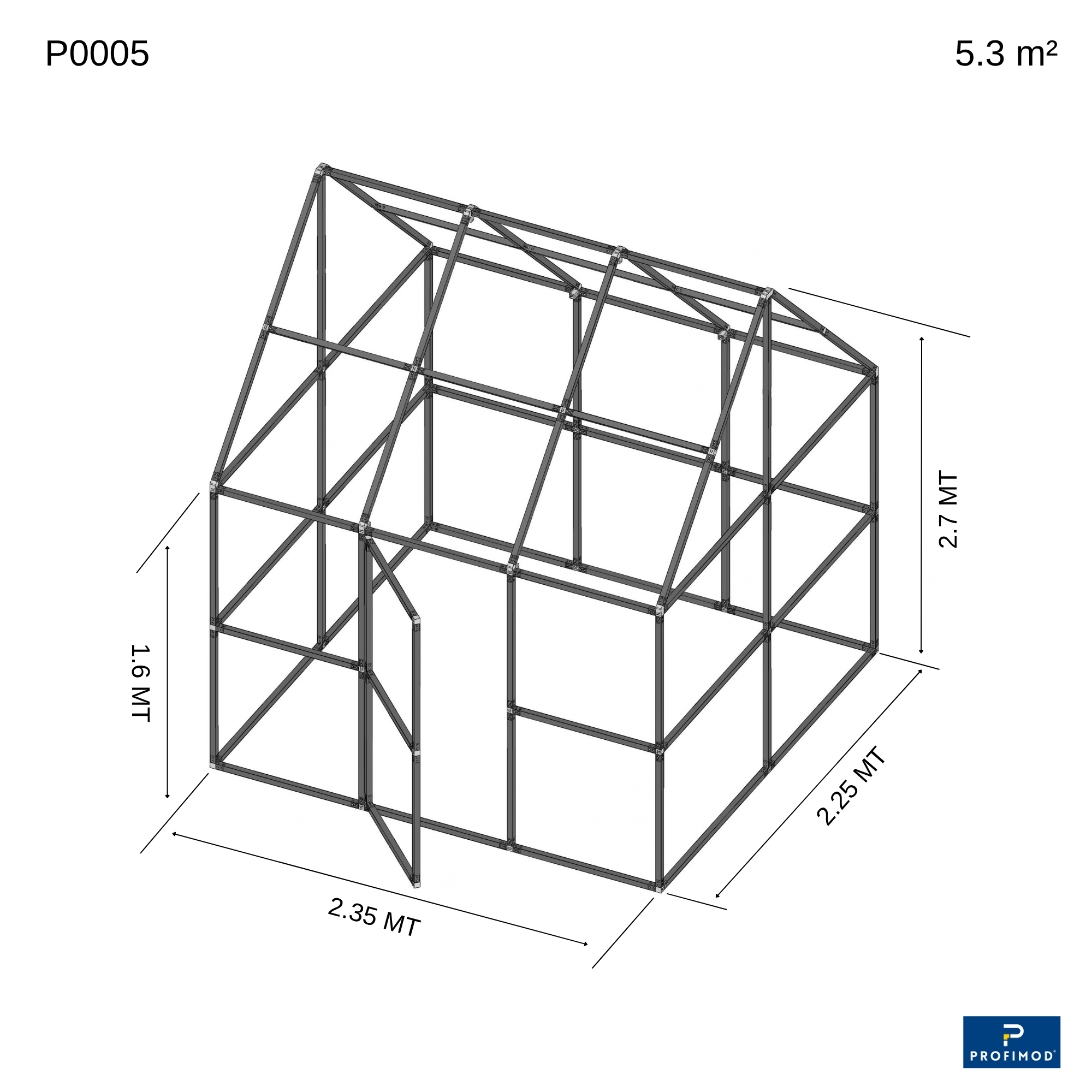 Profimod® Galvaniz Profil 5.3 m² Olimpos Modüler Sera İskeleti