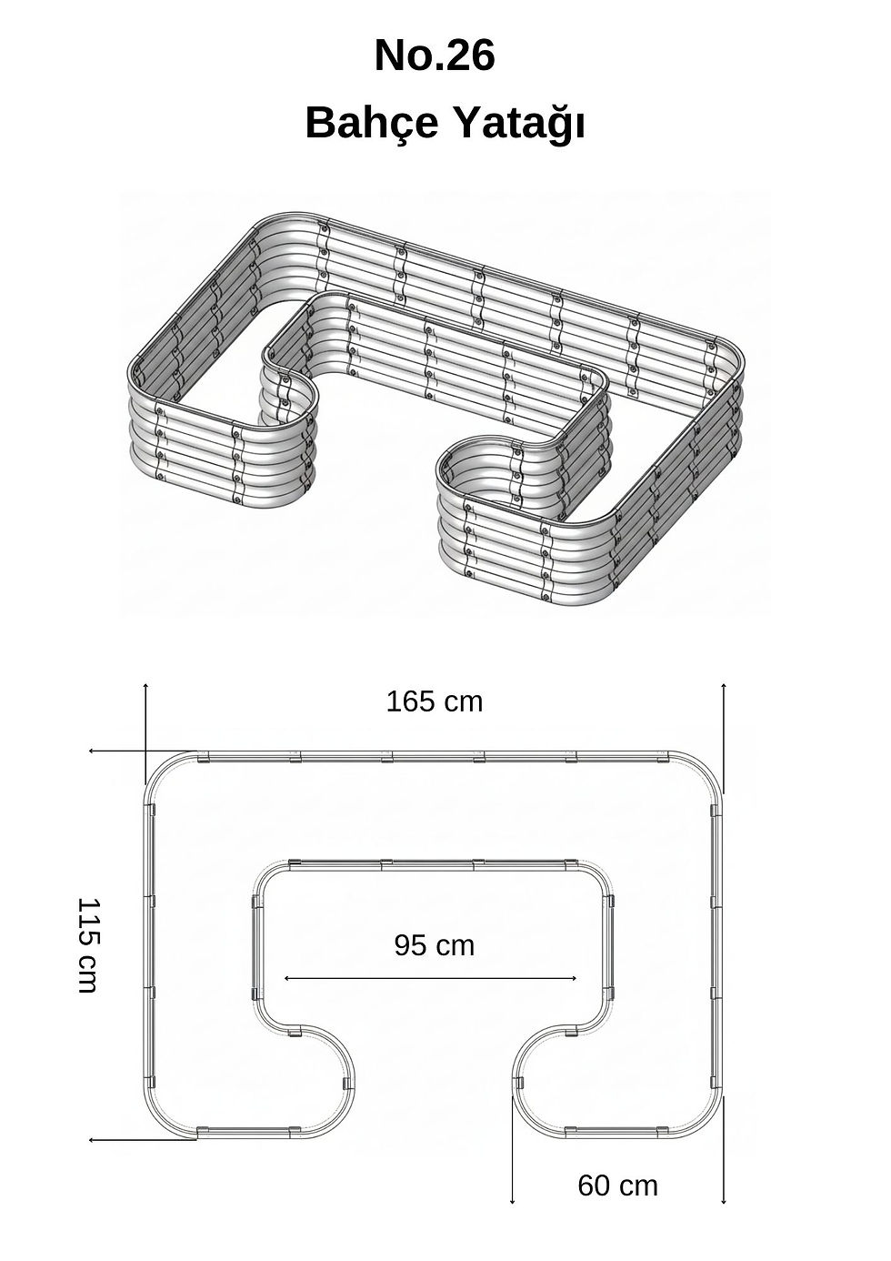 Küçük resim: Modüler Yükseltilmiş Bahçe Sebze Yatağı No:26 (165x110)