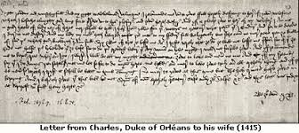 Letter from Charles, Duke of Orleans to his wife (1415)