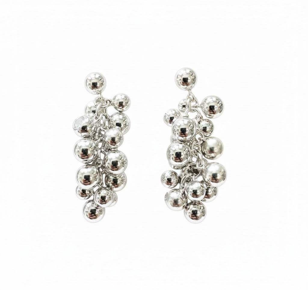Silver Cluster Earrings