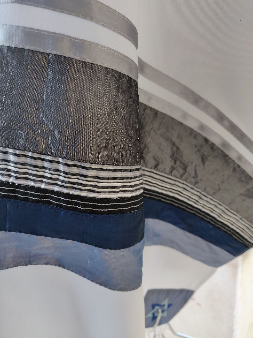 Thumbnail: Men's tallit - blue and silver