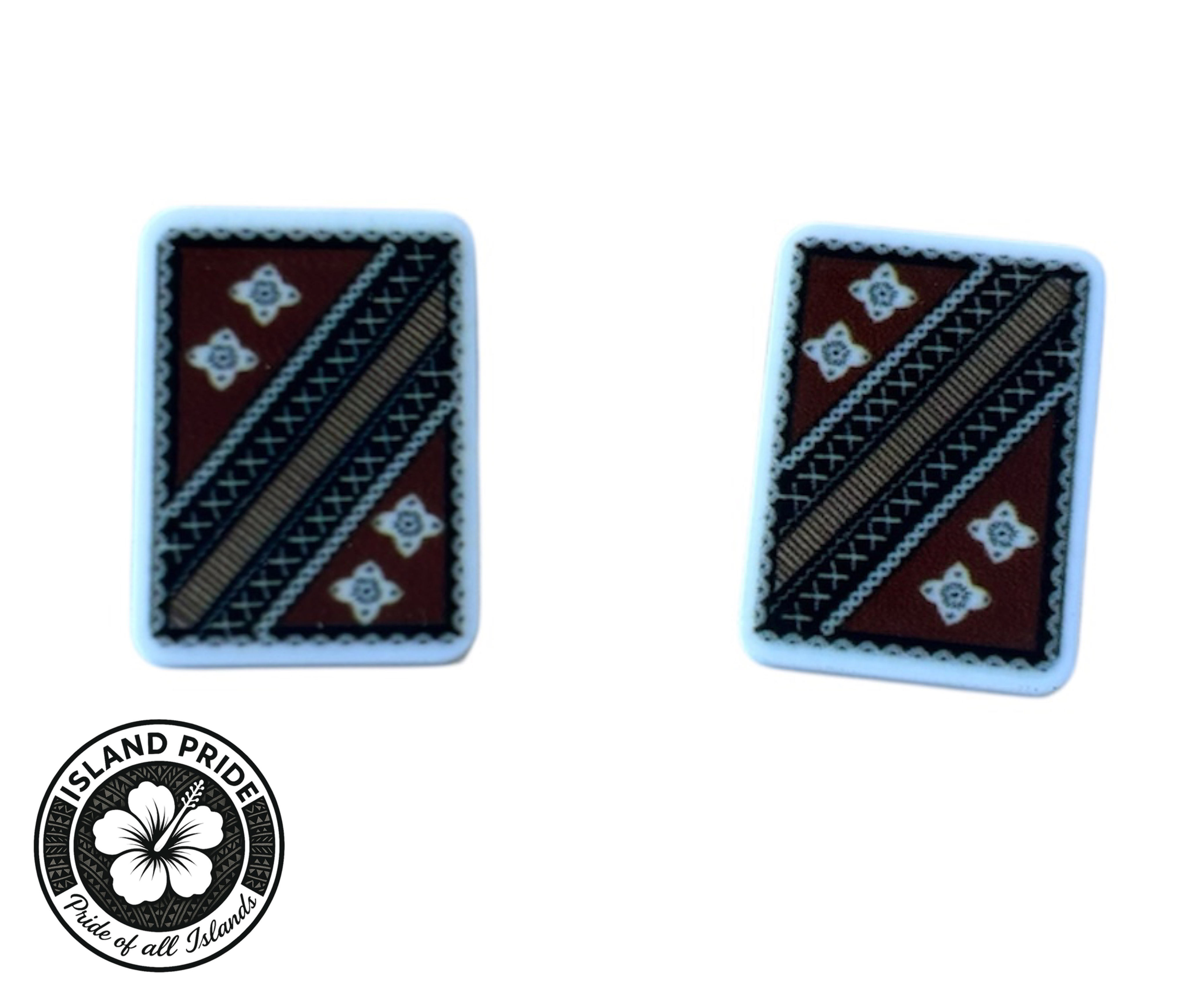 Fijian Tapa Stud Earrings 2cm