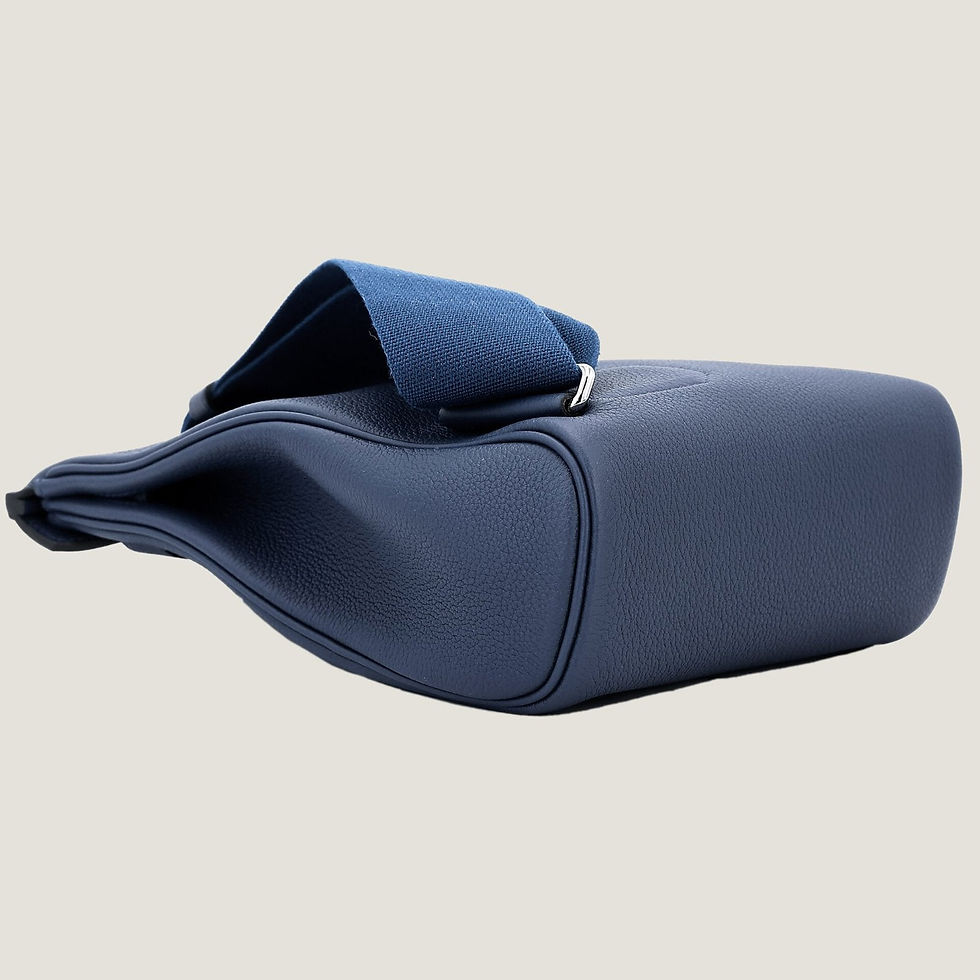 Thumbnail: Hac à Dos PM Navy Togo Leather Backpack – Silver Hardware - ArvelleParis
