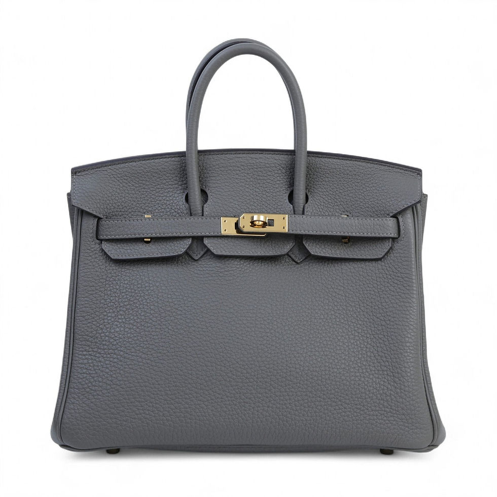 25cm Gris Meyer Togo Leather Handbag – Gold Hardware - ArvelleParis