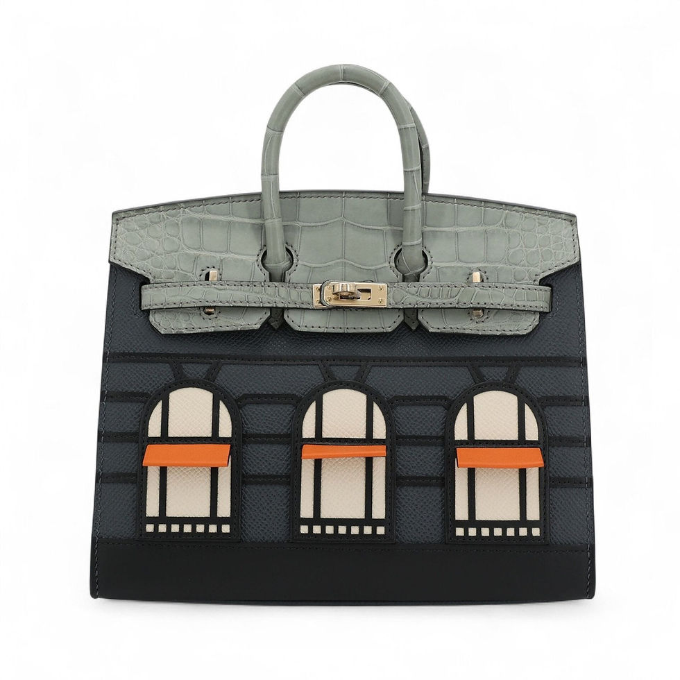 Thumbnail: 20cm Faubourg-Inspired Multi-Leather Handbag – Gold Hardware - ArvelleParis