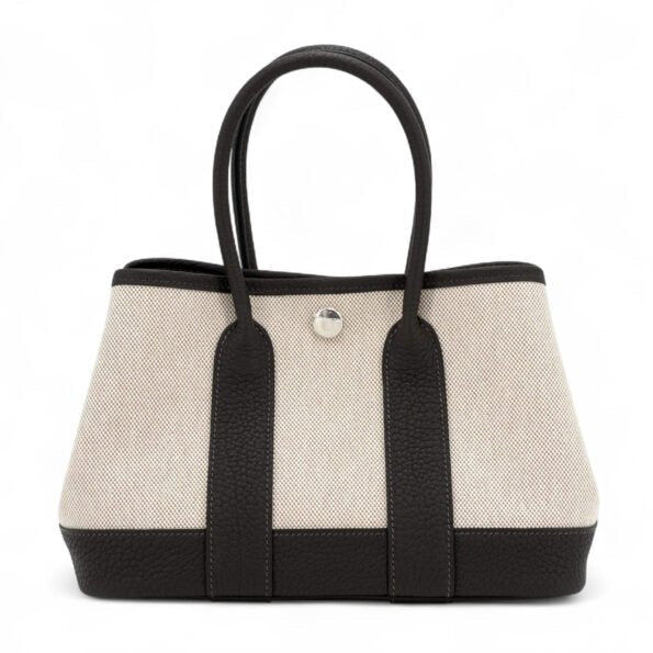 Neo Garden 23 Ebene / Ecru / Beige Canvas & Negonda Leather Tote – Silver Hardware - ArvelleParis