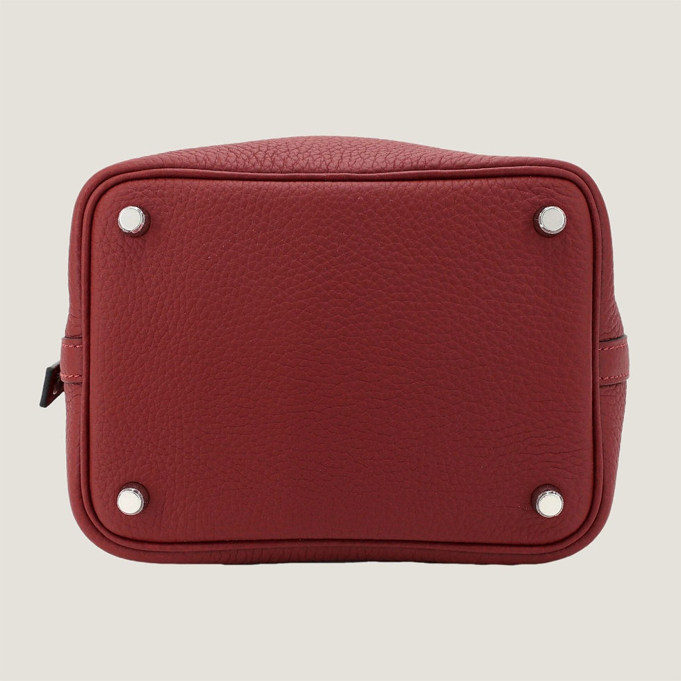 Thumbnail: Picotin Lock PM Rouge H Clemence Leather Bucket Bag – Gold or Silver Hardware - ArvelleParis