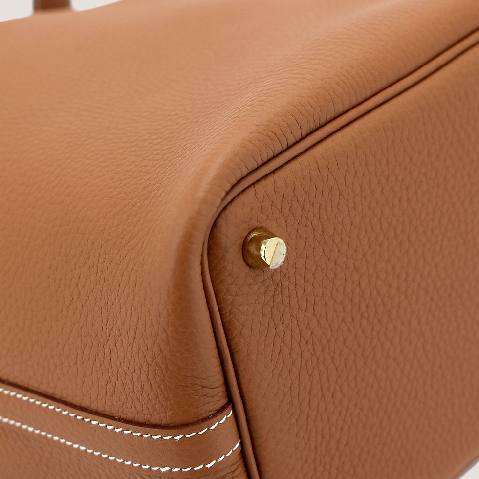 Thumbnail: Picotin Lock PM Gold Clemence Leather Bucket Bag – Gold Hardware - ArvelleParis