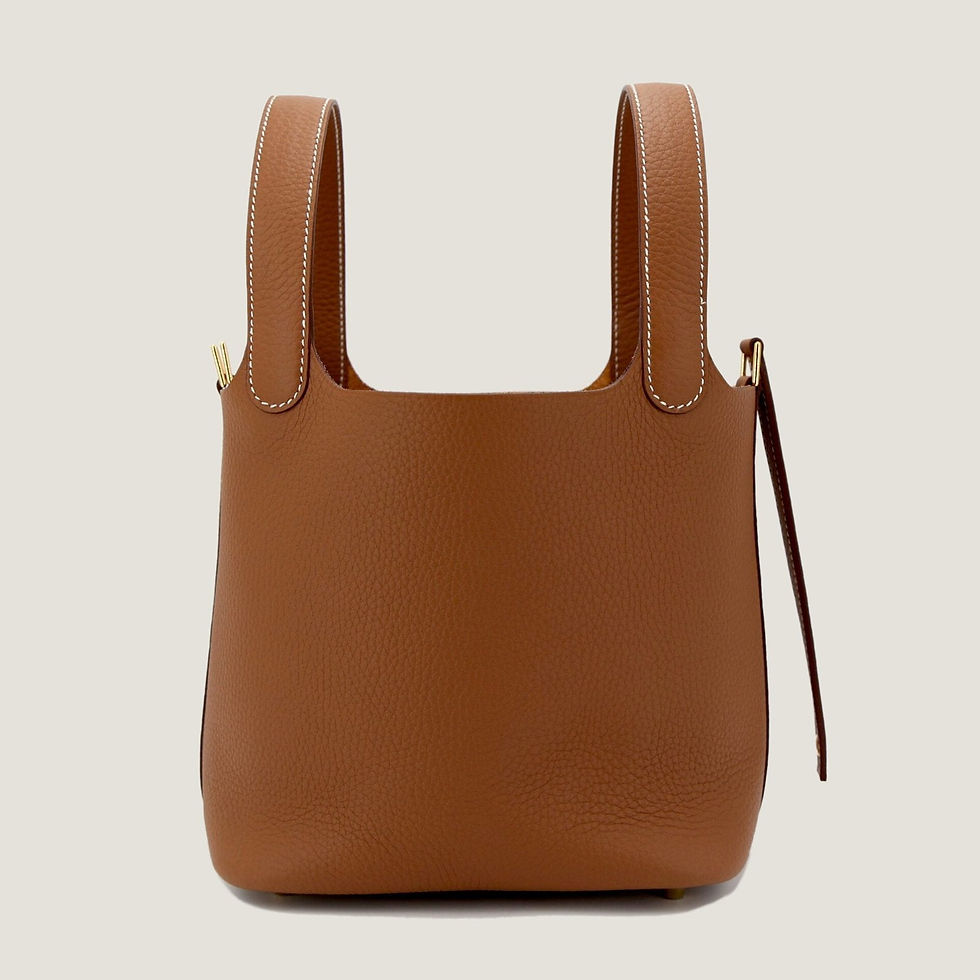 Thumbnail: Picotin Lock PM Gold Clemence Leather Bucket Bag – Gold Hardware - ArvelleParis