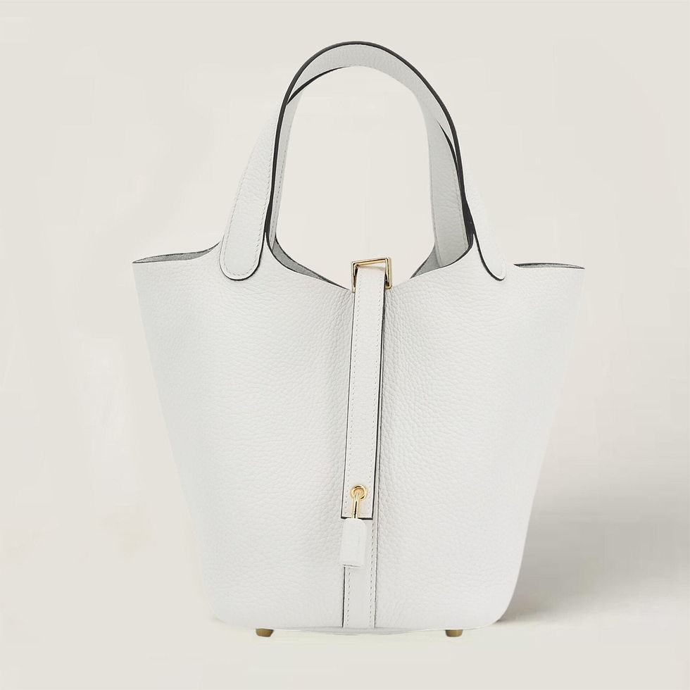 Thumbnail: Picotin Lock PM New White Clemence Leather Bucket Bag – Gold Hardware - ArvelleParis