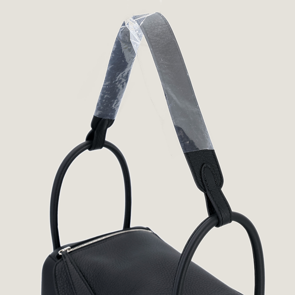 Thumbnail: Lindy 26 Noir Clemence Leather Handbag – Silver Hardware - ArvelleParis