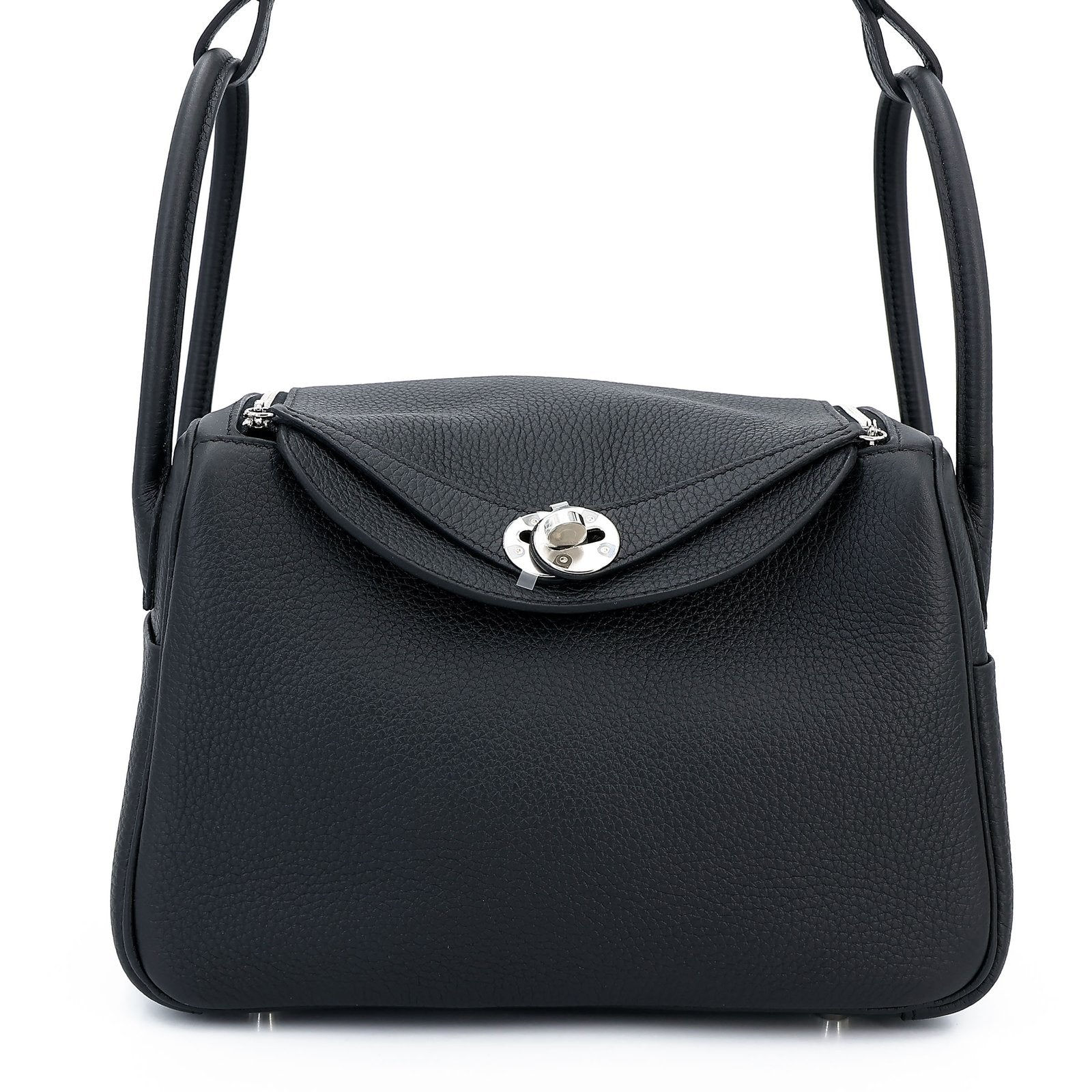 Lindy 26 Noir Clemence Leather Handbag – Silver Hardware - ArvelleParis