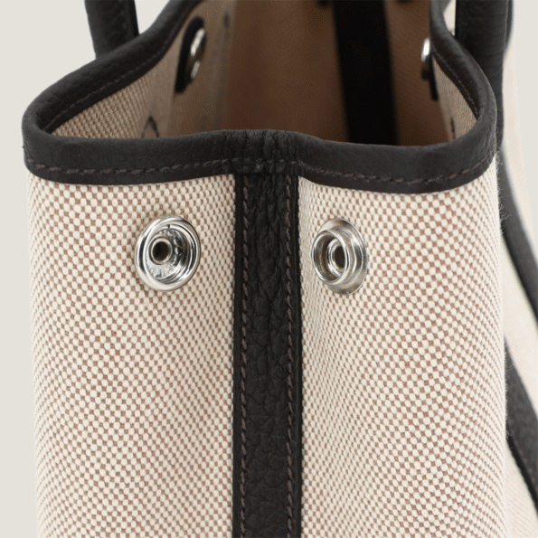 Thumbnail: Neo Garden 23 Ebene / Ecru / Beige Canvas & Negonda Leather Tote – Silver Hardware - ArvelleParis