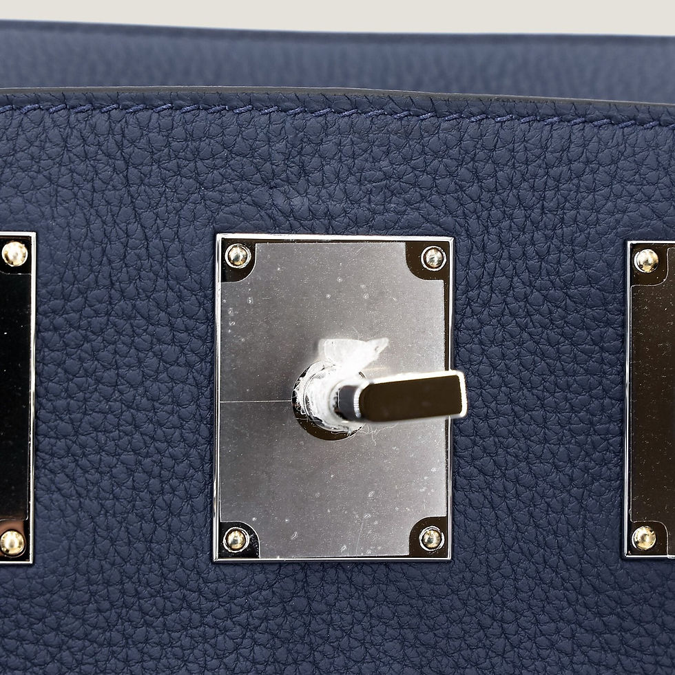 Thumbnail: Hac à Dos PM Navy Togo Leather Backpack – Silver Hardware - ArvelleParis