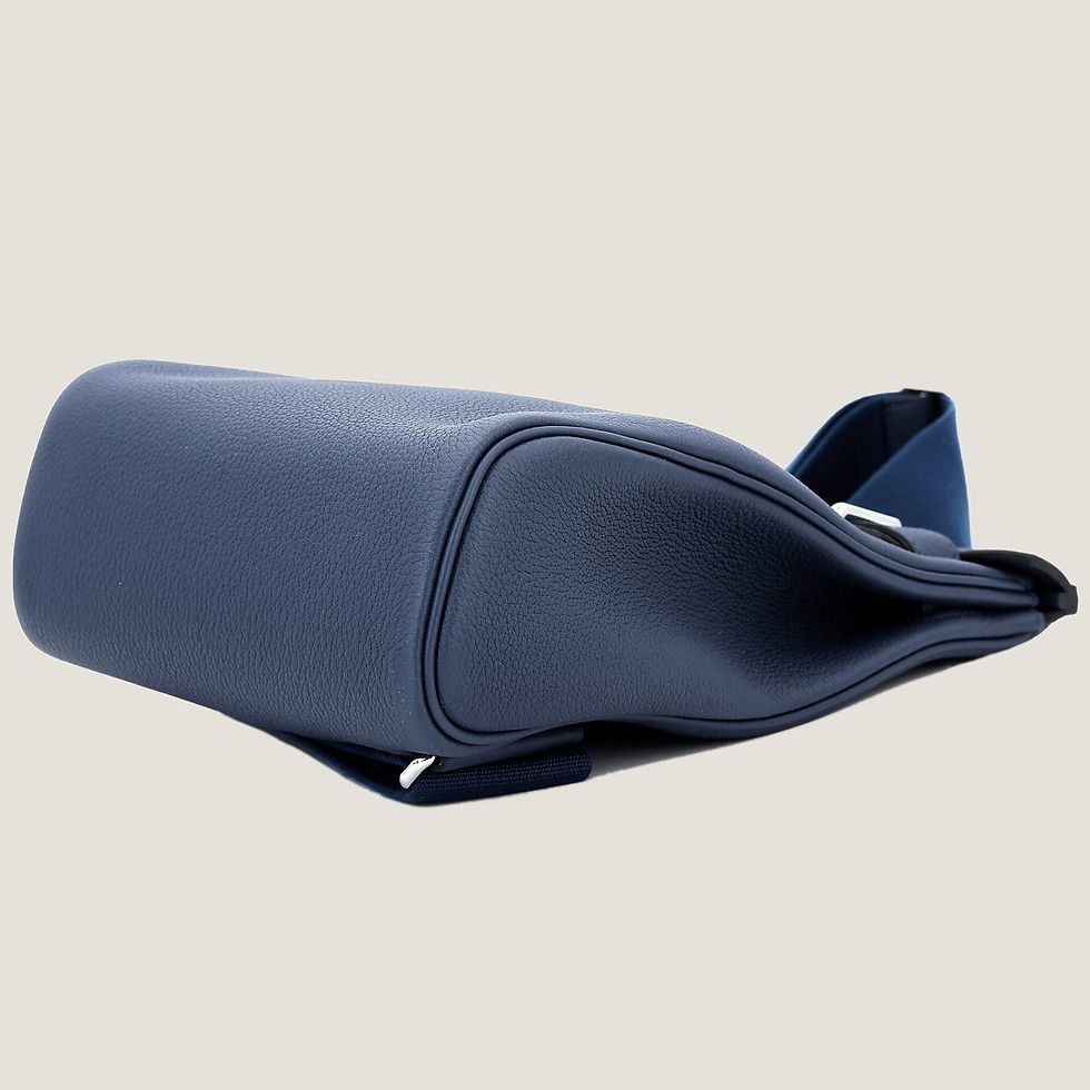 Thumbnail: Hac à Dos PM Navy Togo Leather Backpack – Silver Hardware - ArvelleParis