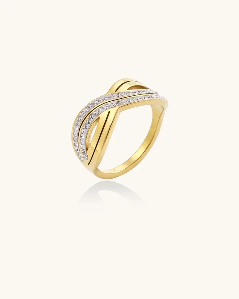 Golden Wave Flow Ring