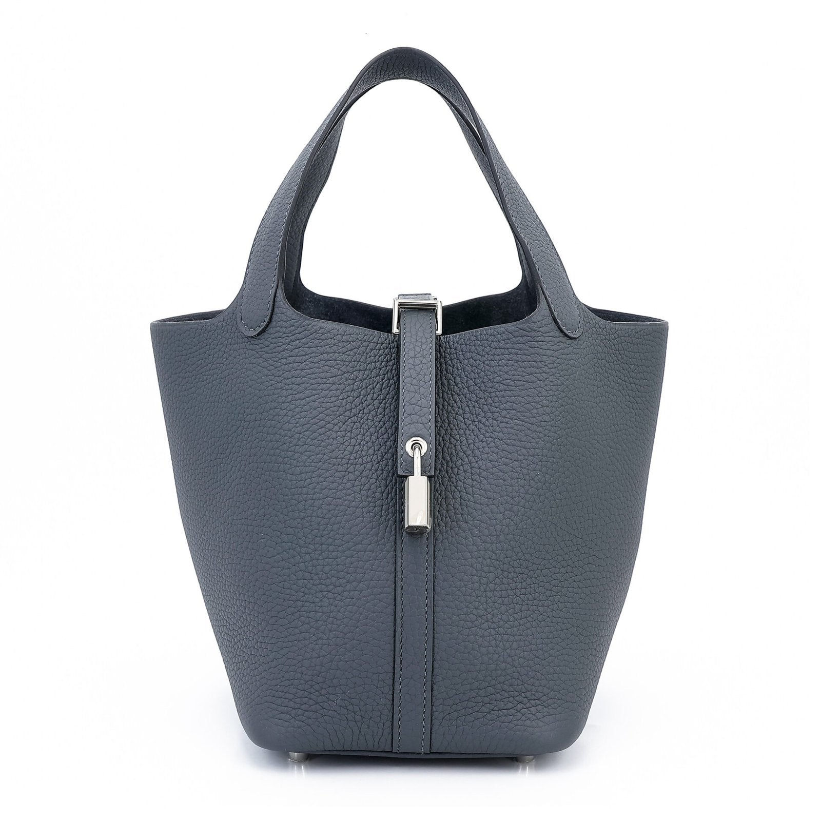 Picotin Lock PM Bag Gris Misty Clemence Leather Silver Hardware - ArvelleParis