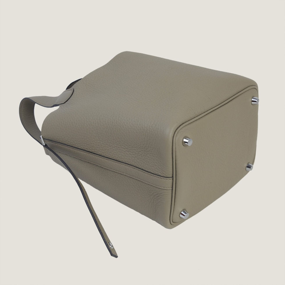 Thumbnail: Picotin Lock PM Beige Marfa Clemence Leather Bucket Bag – Silver Hardware - ArvelleParis