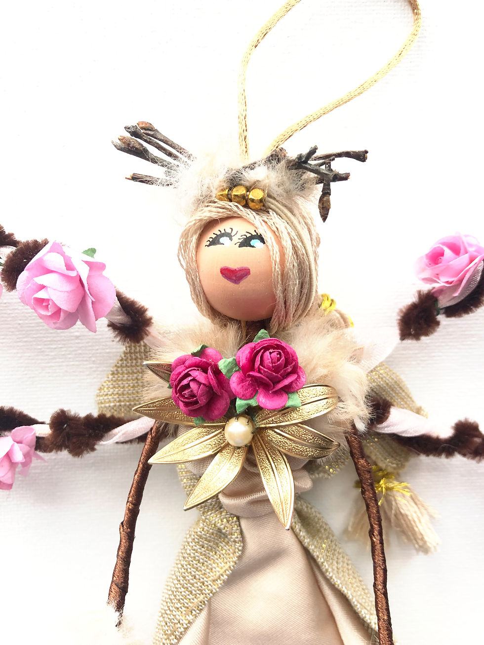 titania queen of fairies with crown of thorns and wings of flowers