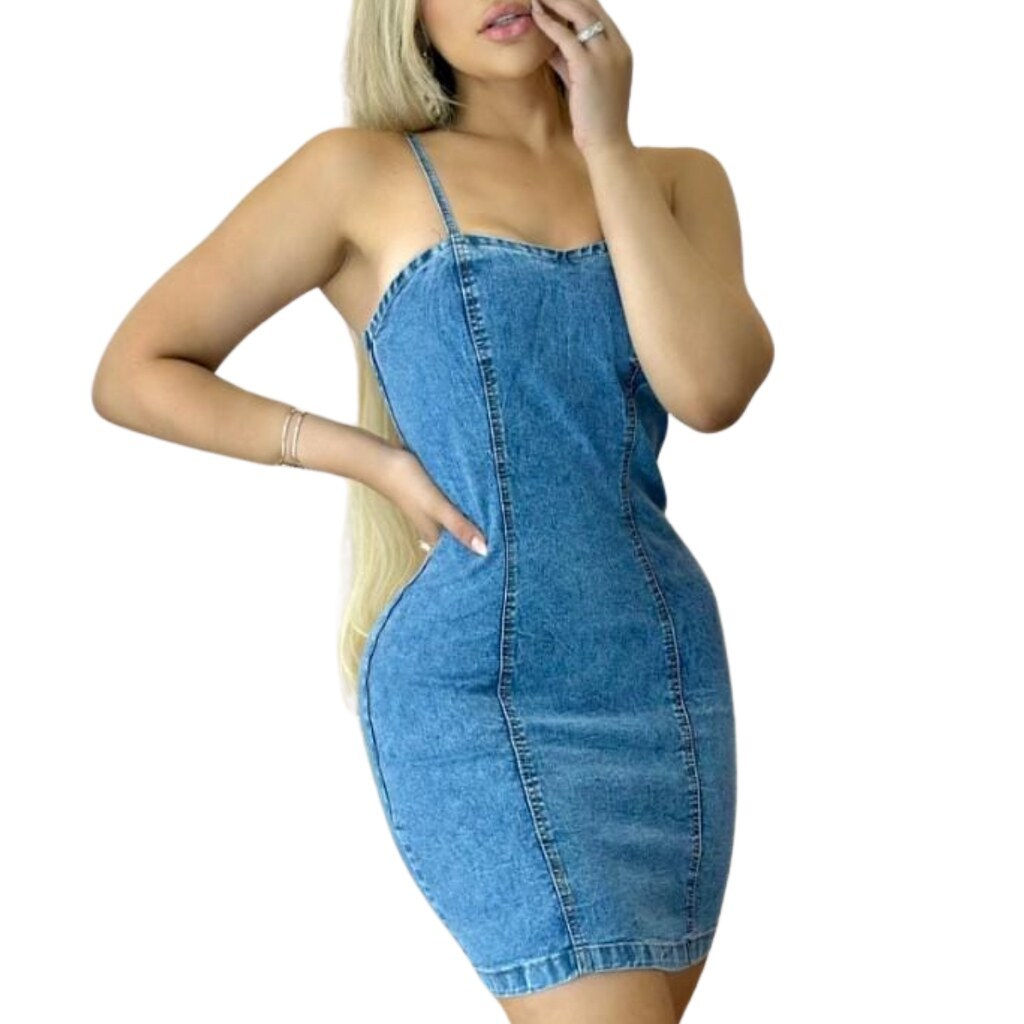 Vestido Jeans Feminino Marmorizado