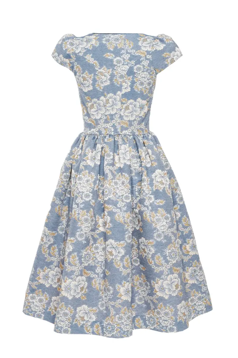 Miniaturbild: Retro Schatzi Dirndl mit Rosenmuster Rückansicht