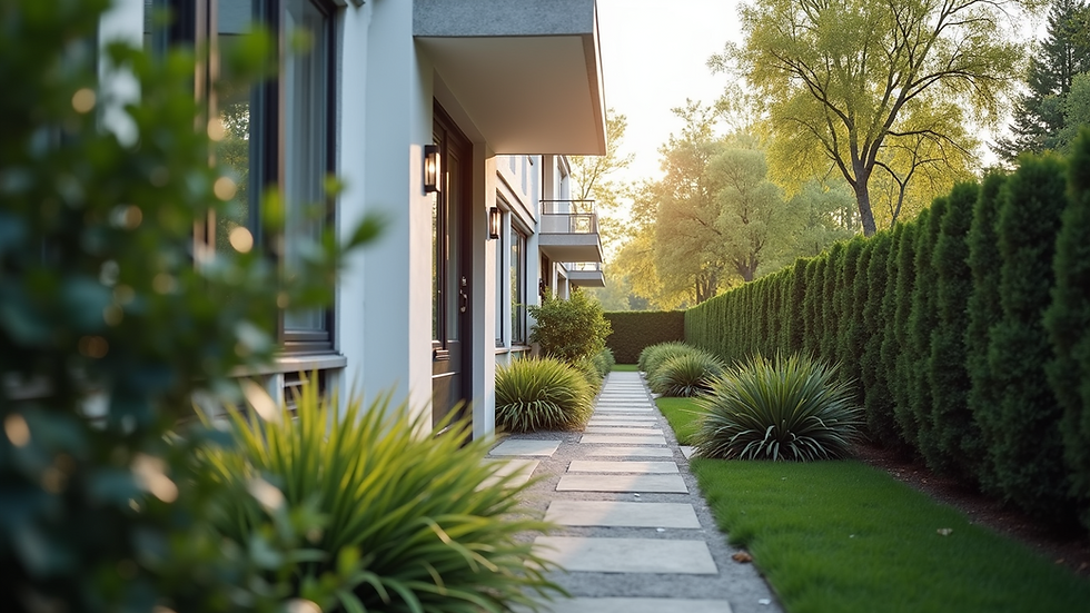 Eye-level view of a well-maintained residential building exterior