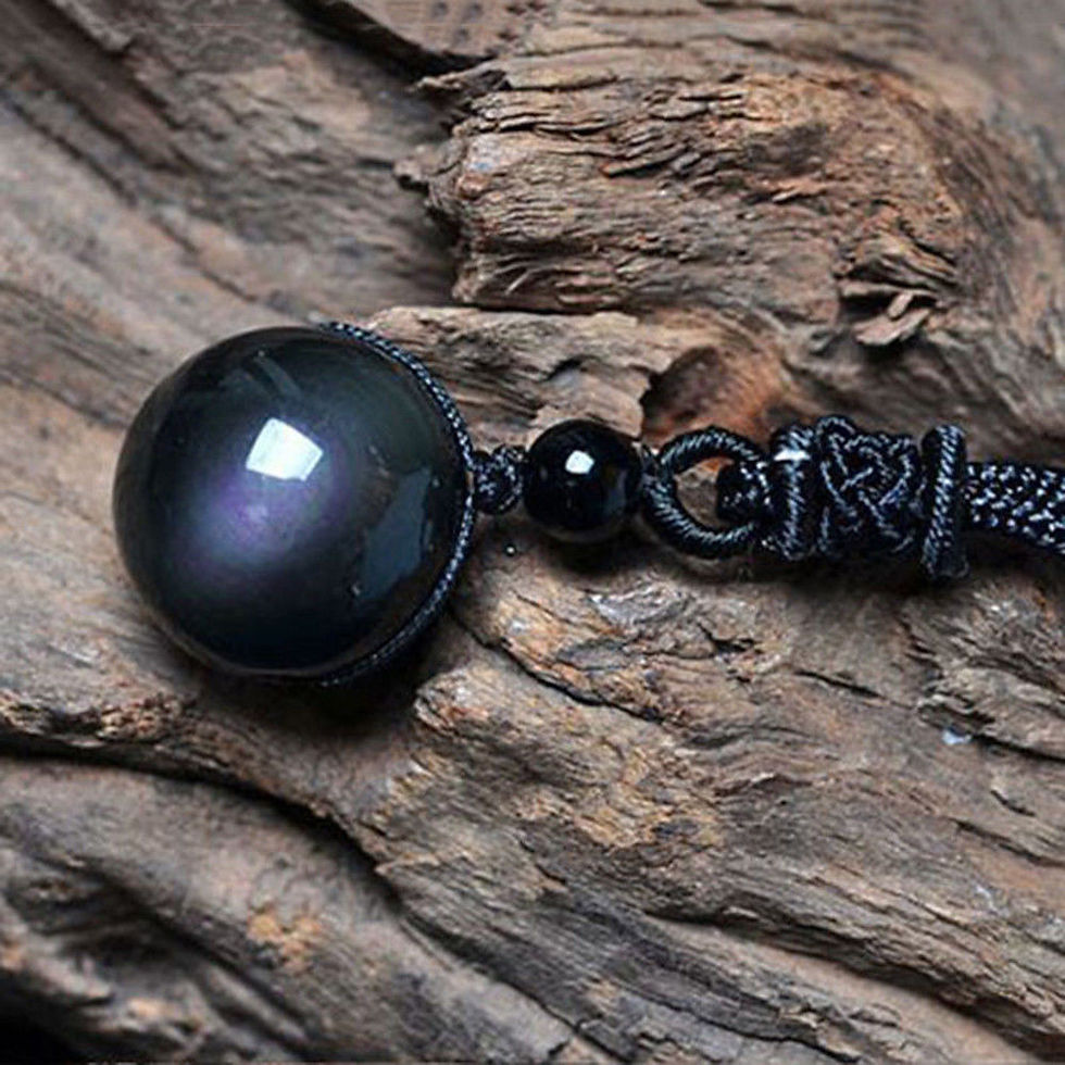 Miniature : Pendentif Chance Tibet boule Obsidienne Oeil Céleste