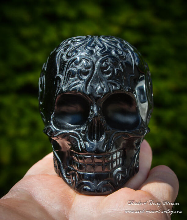 Miniature : Crane de Cristal Mexicain RARE en Obsidienne