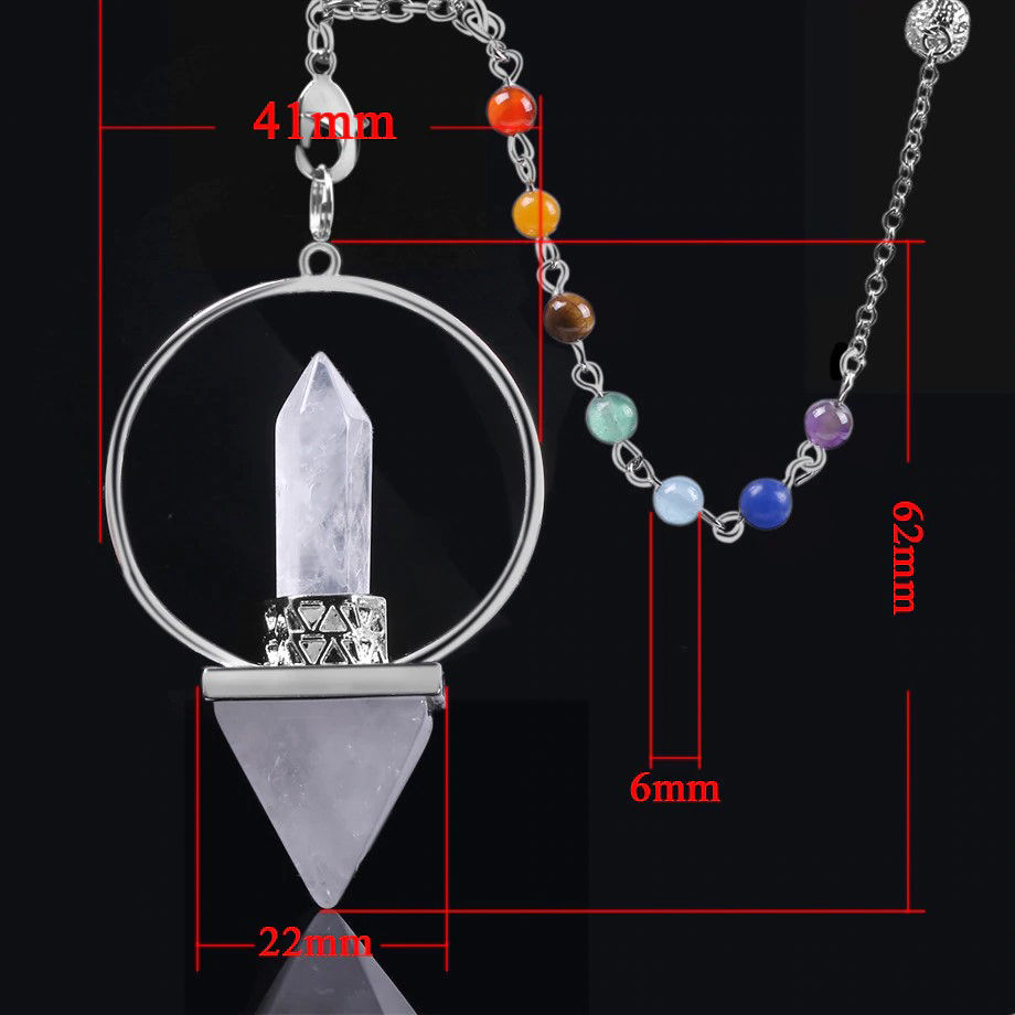 Miniature : Pendule Ré-Harmonisateur Pyramide d'Améthyste 7 Chakras