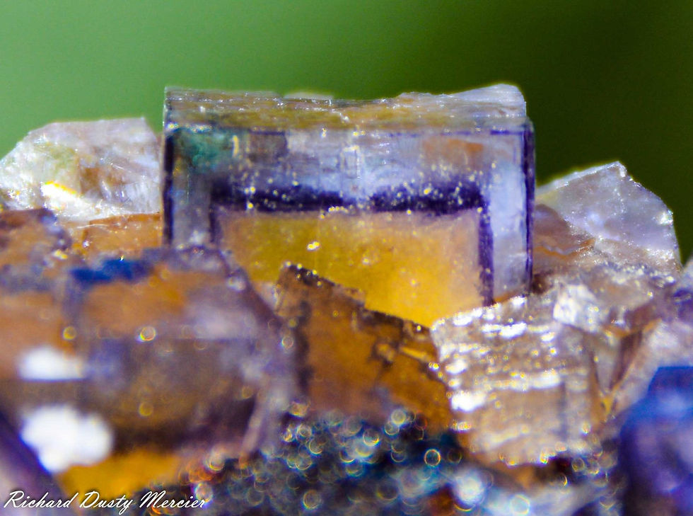 Miniature : Fluorite avec Sphalerite de Denton Mine