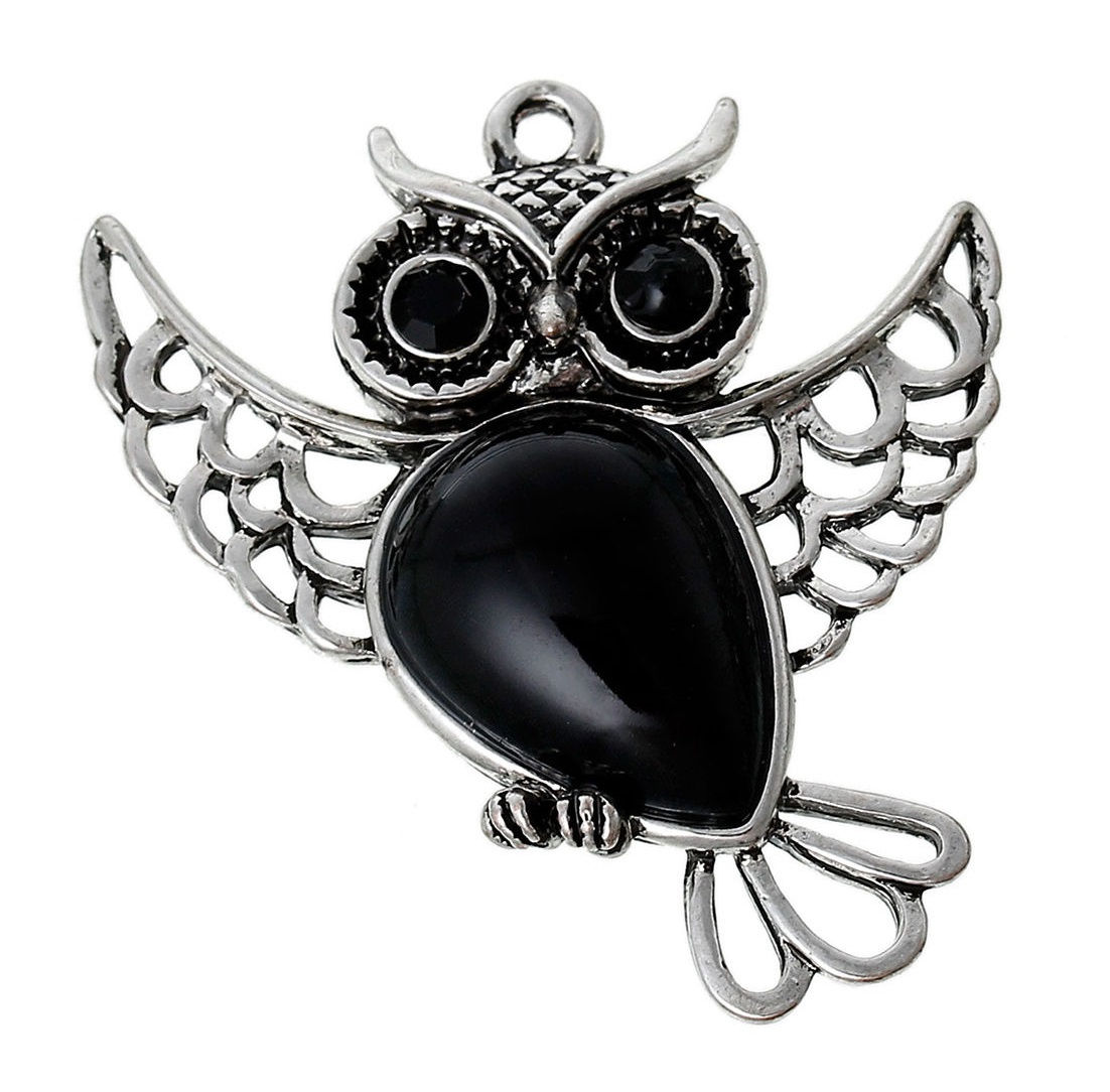 Pendentif Hibou protection noir