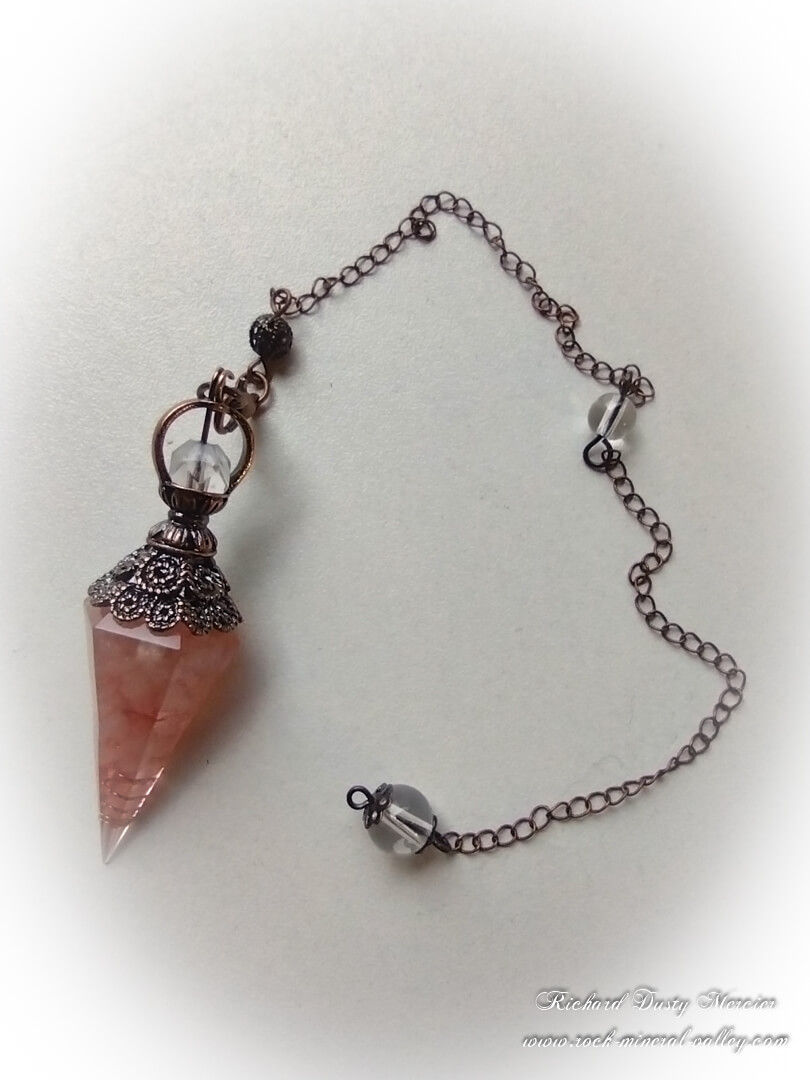 Miniature : Pendule Orgonite en Quartz Rose