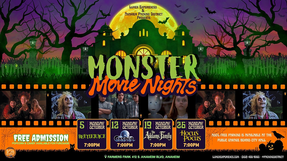 Monster Movie Nights at Packing District event poster