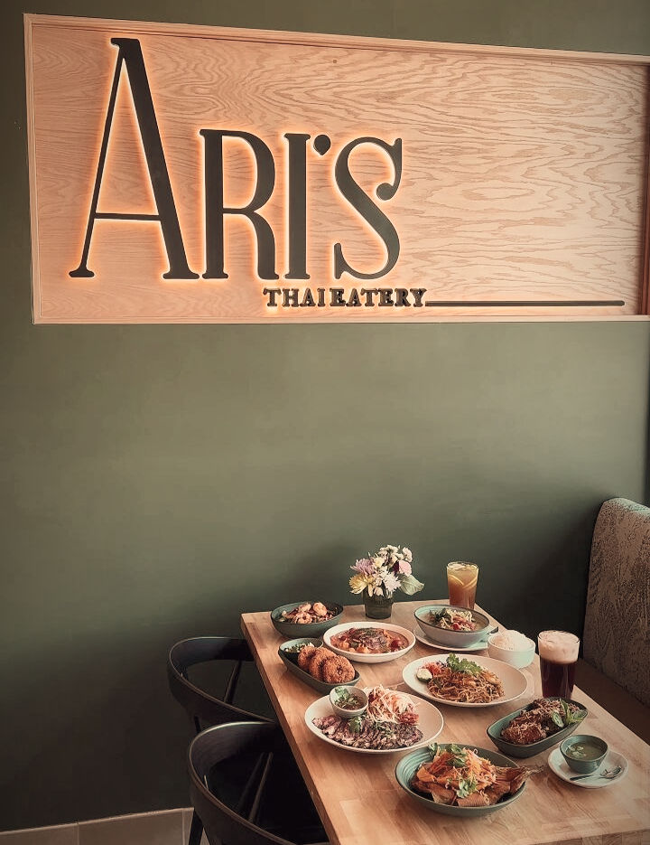 Authentic Thai dishes and drinks such as Thai Iced Tea, Pad Thai and Crying Tiger Ribeye Steak from Ari's Thai Eatery in Anaheim