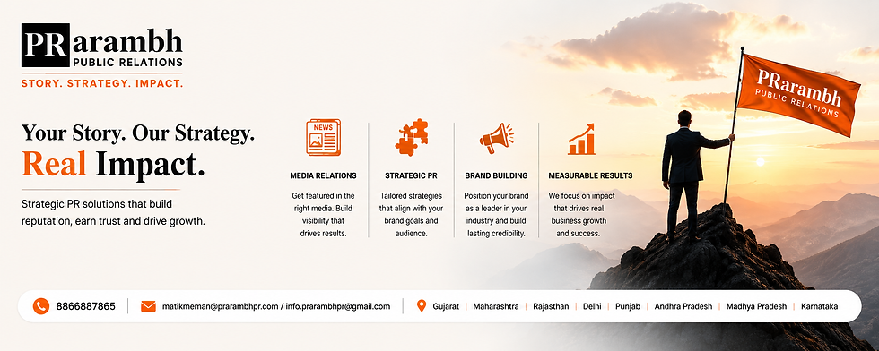 Strategic public relations agency in Ahmedabad delivering media relations, brand building, corporate PR, business communications and measurable PR campaigns across India.