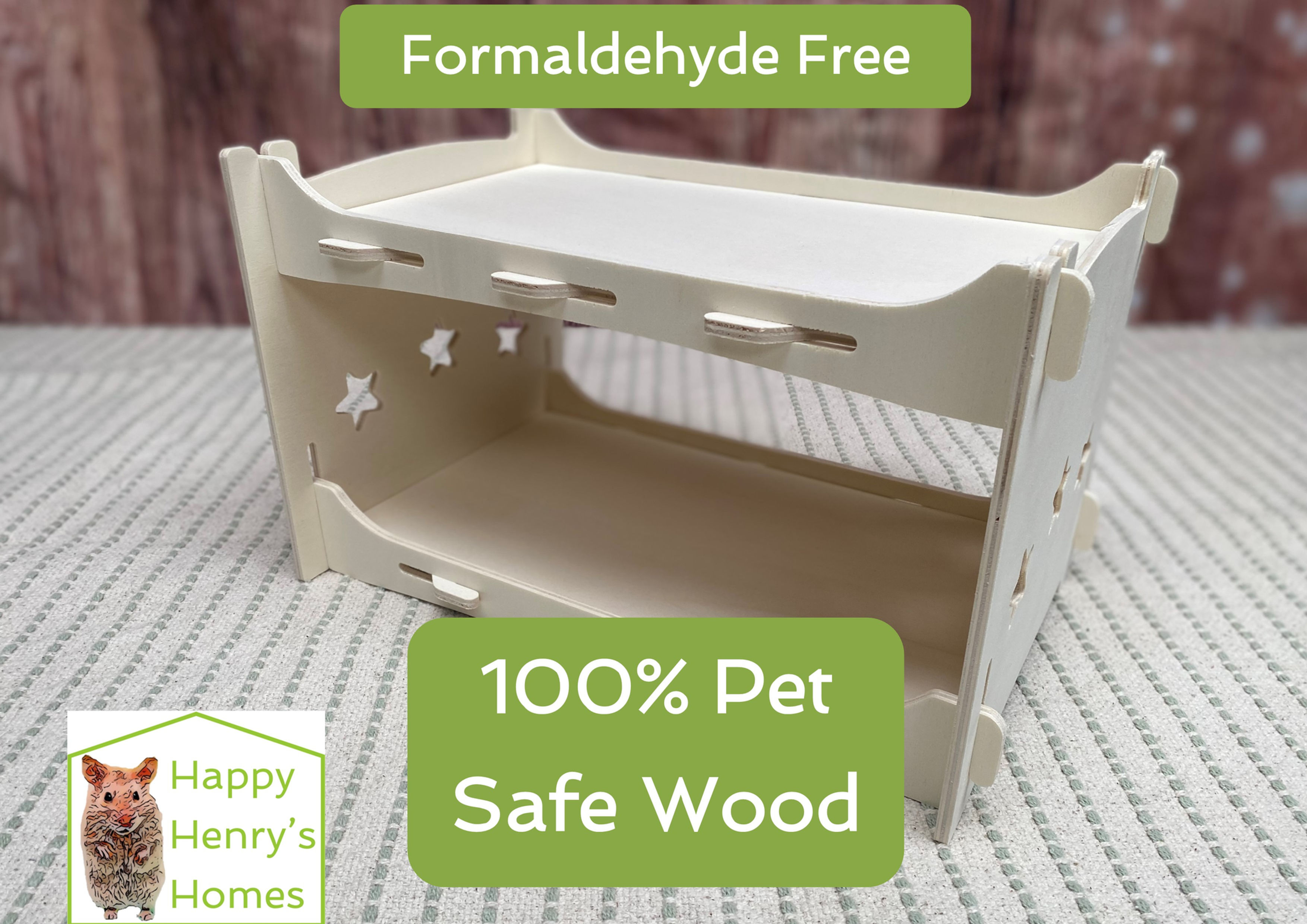 LARGE Guinea Pig Bunk Bed - Formaldehyde Free, Non Toxic, Wooden, Slot Together