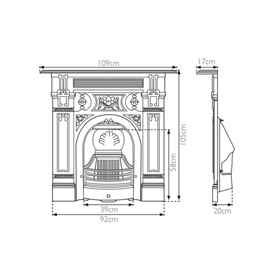 Thumbnail: Victorian Cast Iron Combination Fireplace  | Carron - Technical Drawings