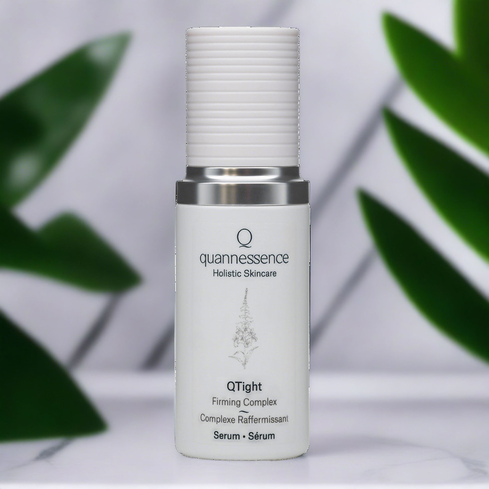 QTight Firming Complex/ Complexe Raffermissant, esthétique brigitte lacroix, quannessence, fond avec feuilles