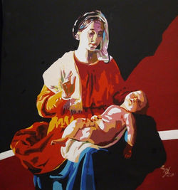 "Madonna con bambino" acrilico su tela 80x80
