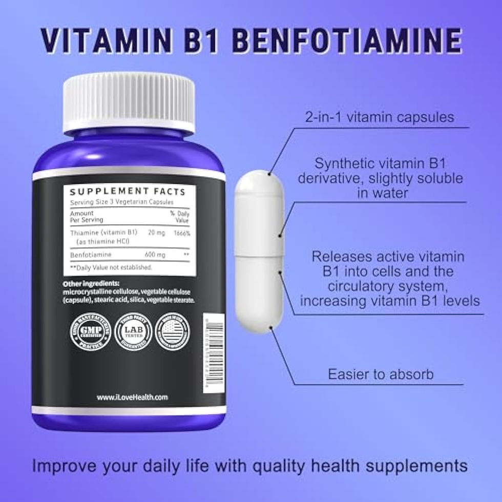 Thumbnail: Benfotiamine 600mg Plus 20mg Vitamin B1 | 120 Veggie Capsules | Made in USA | 3