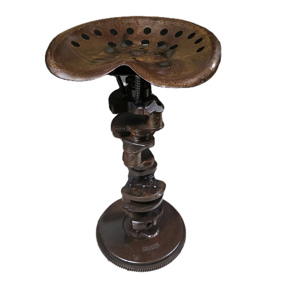 Thumbnail: Crankshaft Bar Stool | Rustic Tractor Seat SWIVELING  | Pierced Cider Exclusive