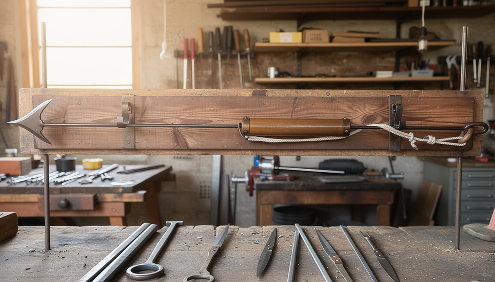 Thumbnail: Hand Forged Thrusting Harpoon | Rustic Steel Fishing Spear | Wall Mounted