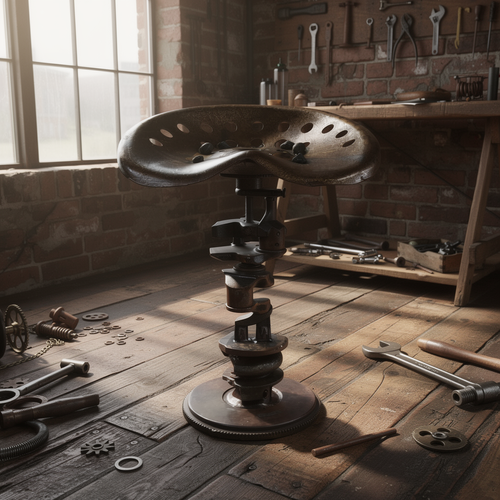 Rustic Tractor Seat Crankshaft Bar Stool | SWIVELING | Pierced Rustic Tractor Seat Crankshaft Bar Stool | SWIVELING | Pierced