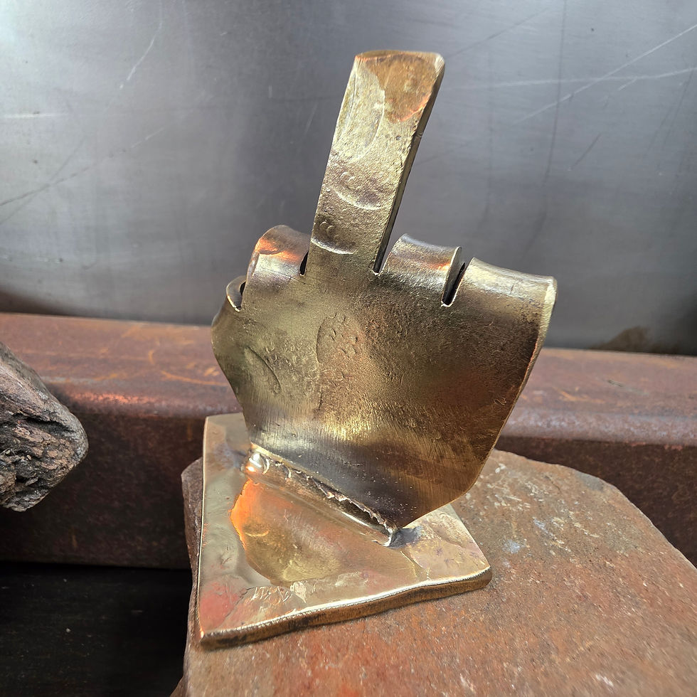 Thumbnail: Forged Brass Middle Finger Desk Art Sculpture