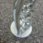 Thumbnail: Detail view of polished aluminum tubing and welds on handmade coastal table