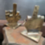 Thumbnail: Forged Brass Middle Finger Desk Art Sculpture