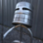 Thumbnail: Fire feature sculpture created from reclaimed beer keg and aluminum tubing